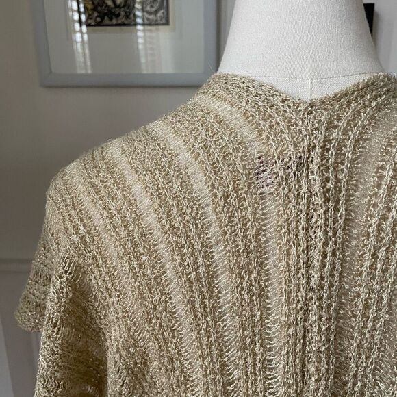 Vintage Glentex Tan Gold Shrug Sweater Tie Front Cardigan Open Weave OSFM S M - Picture 4 of 8